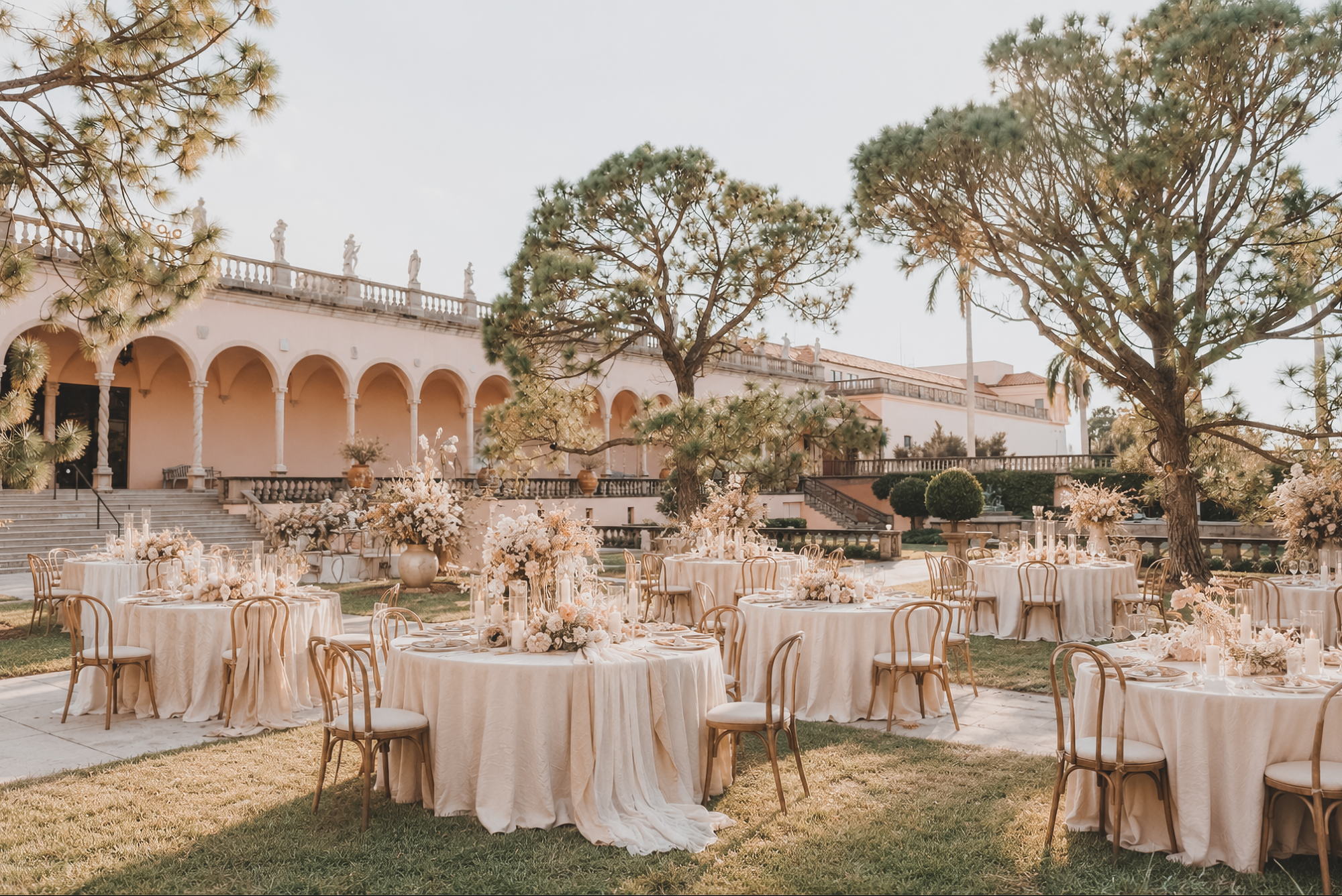Ringling Museum wedding reception on the courtyard lawn in Sarasota, Florida