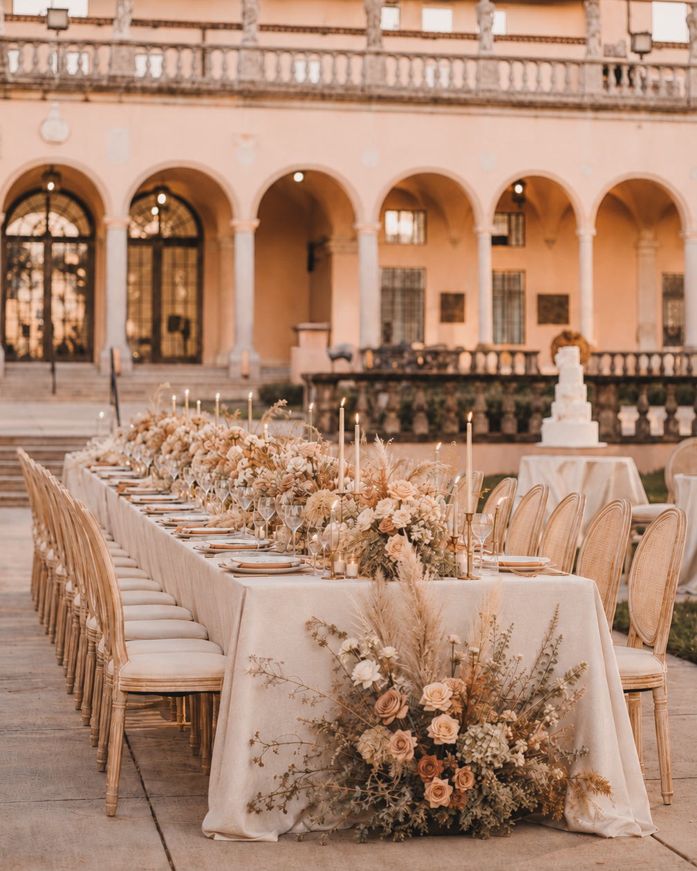 Ringling Museum wedding head table and cake, Sarasota