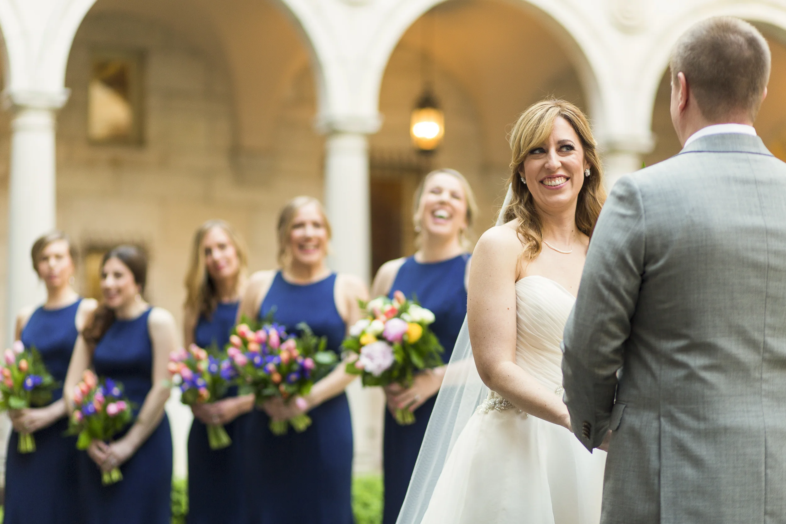 Boston Public Library — candid wedding moment