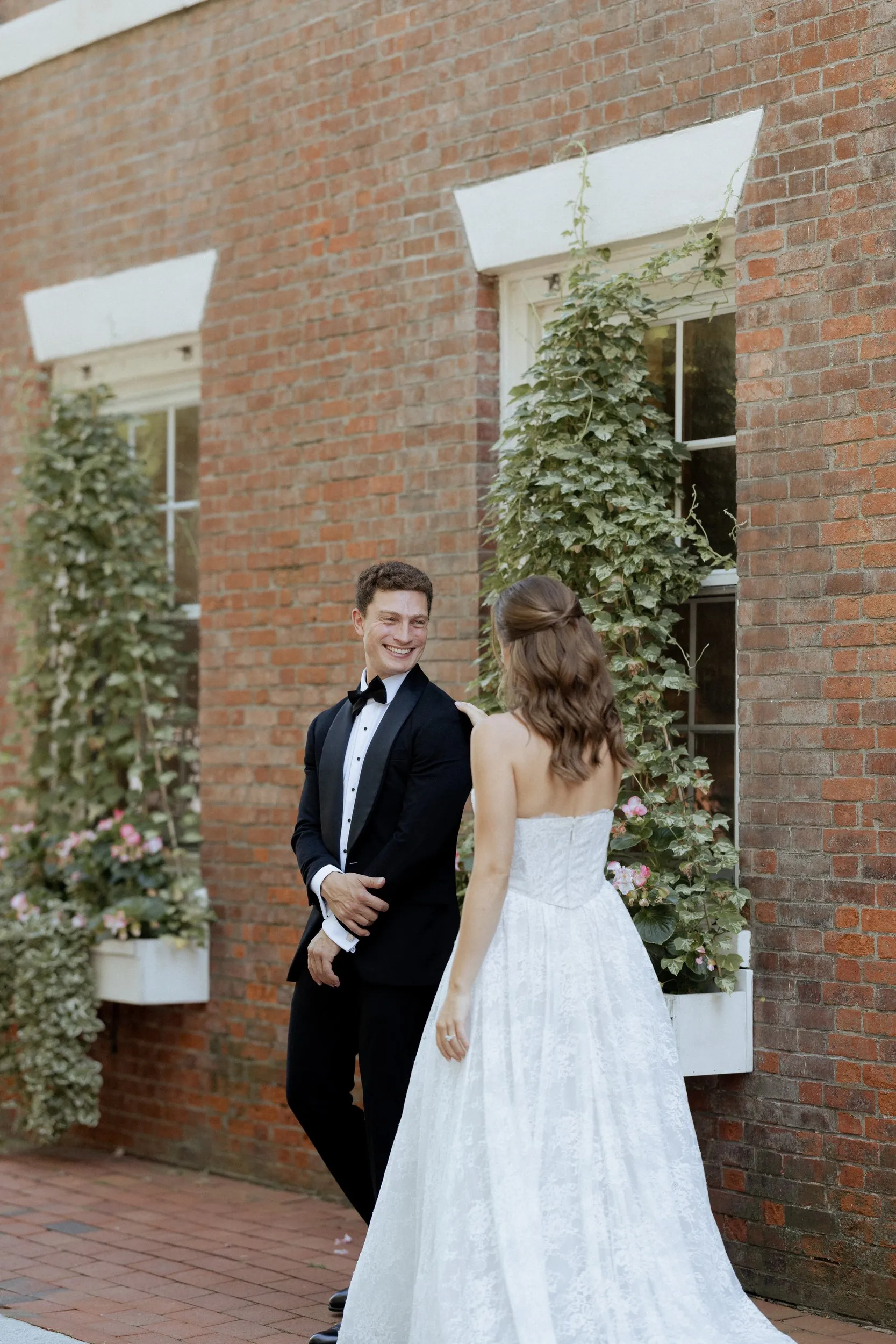 First look on the brick sidewalk outside the Garrison Inn, Newburyport