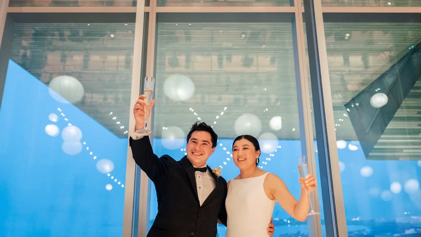 Wedding film still: a summer wedding at the ICA on the Seaport waterfront