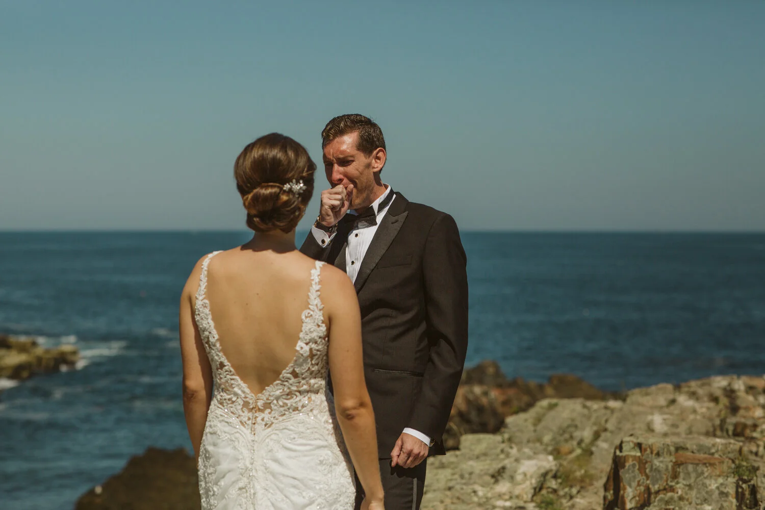 Ocean Cliff Maine Wedding — candid wedding moment