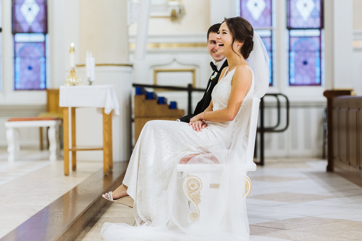 St Leonard of Port Maurice Parish Boston MA — candid wedding moment