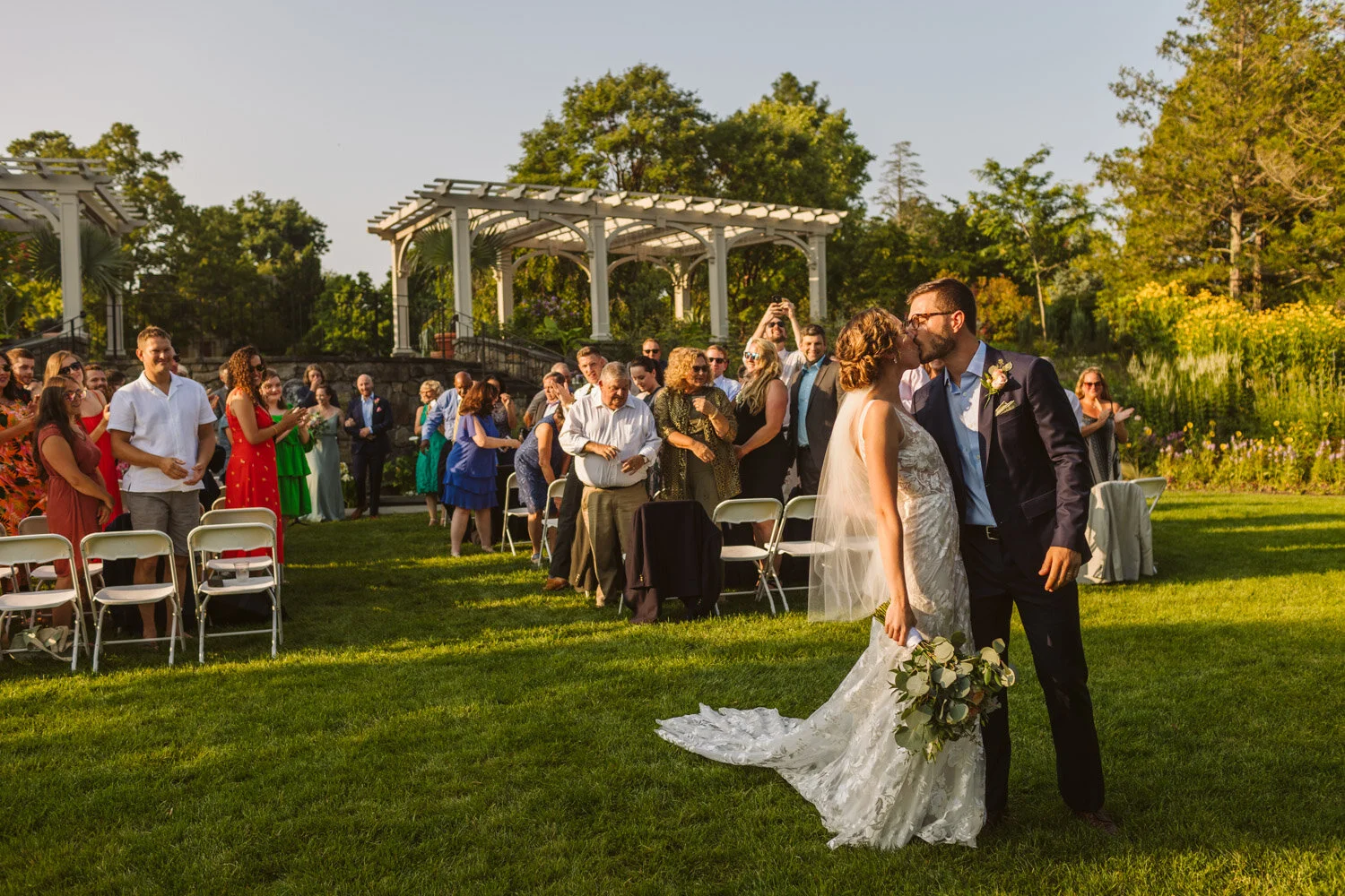 Tower Hill Botanic Garden — candid wedding moment